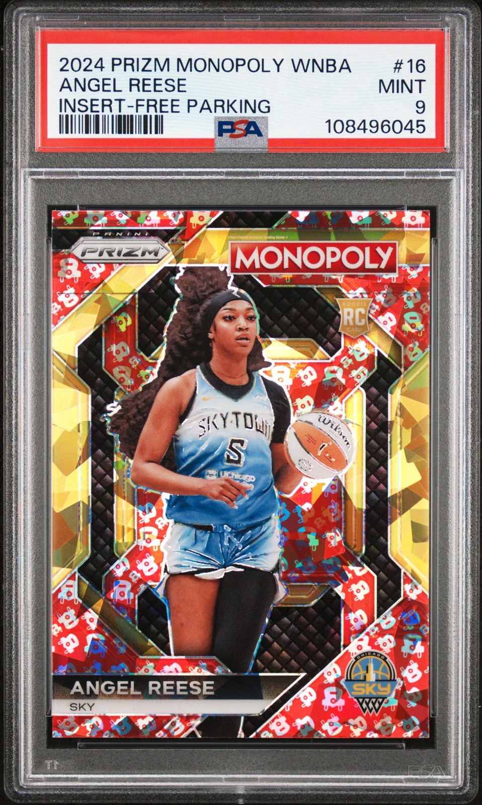 2024 PANINI PRIZM MONOPOLY WNBA INSERT FREE PARKING #16 ANGEL REESE ROOKIE PSA 9