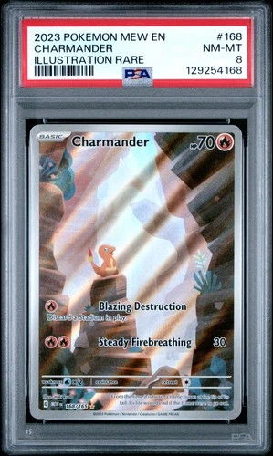 2023 POKEMON MEW EN-151 ILLUSTRATION RARE #168 CHARMANDER PSA 8