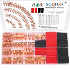 60/260pcs Copper Wire LUGS Battery Cable End Terminal Connectors Assortment Kit