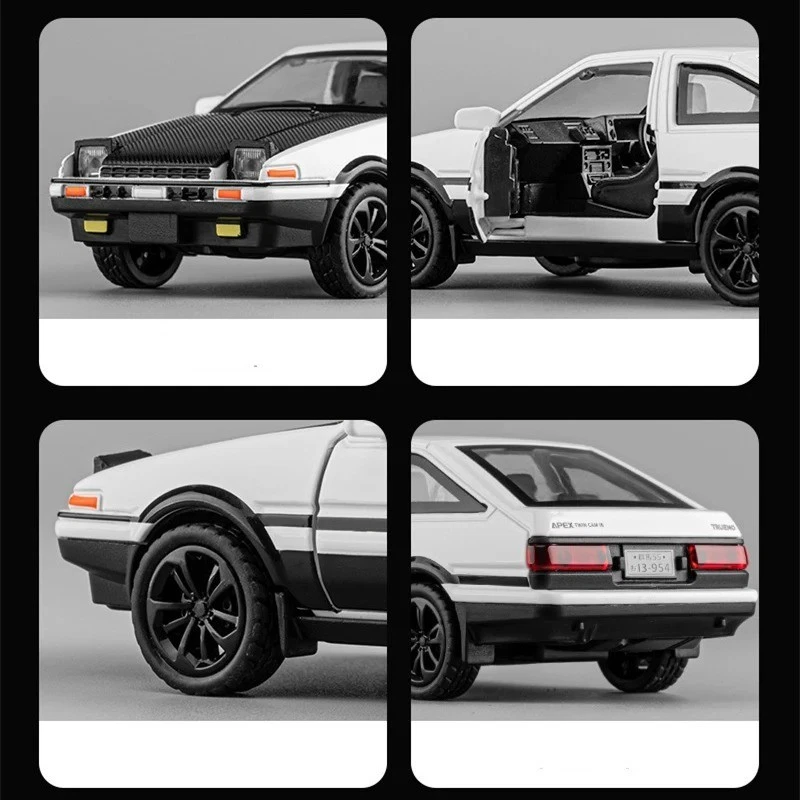 1:36 INITIAL D AE86 Alloy Classic Sports Car Diecast Model Sound Light Gift Toys - Image 2 of 4