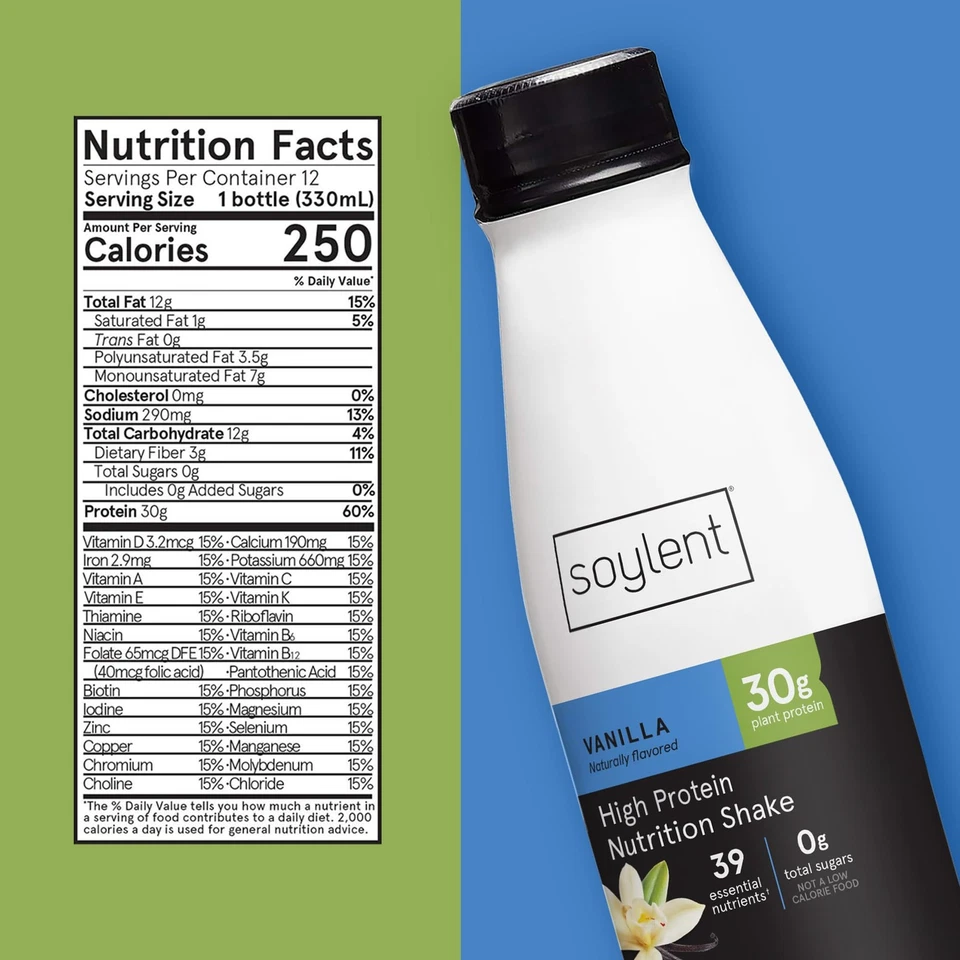 Soylent Batido Proteico Completo Vainilla 30g Proteína Vegano Sin Lácteos y 0g Su... Foto 3 de 4