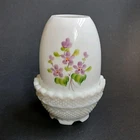 Fenton Violets in the Snow Fairy Light Lamp 7300-DV Hand Painted by V. Fielder