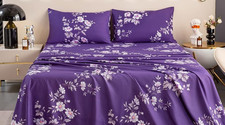 King Sheet Set Ultra Soft, Breathable, Silky Flower Deep Pocket 100 Microfiber