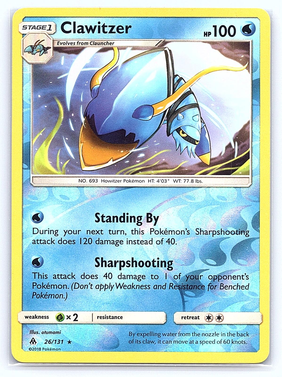 Clawitzer 26/131 Rare Forbidden Light Pokemon Reverse Holo Lightly Played