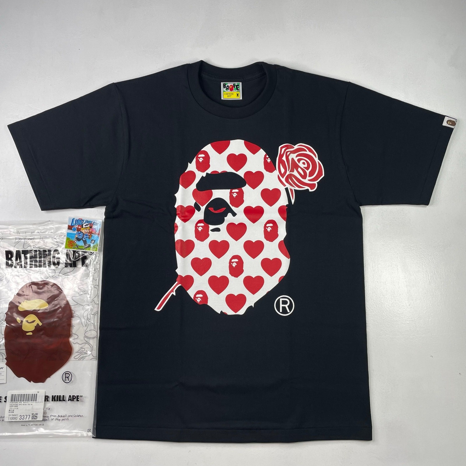 BAPE Valentine Ape Head Camo Tee SS24 in Size M for Streetwear Fans