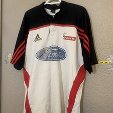 CRUSADERS 2003 RUGBY UNION JERSEY ADIDAS RED BLACK WHITE FORD SIZE XL VINTAGE