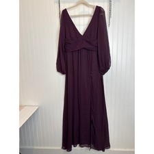 NWOT Lulus Enchant My Love Dark Purple V-Neck Long Sleeve Maxi Dress Size S