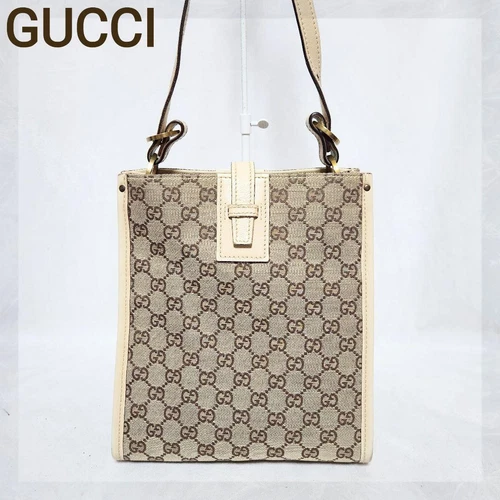 Gucci Sac Bandoulière GG Supreme Toile Cuir Blanc Messenger Bag Occasion Excellent+