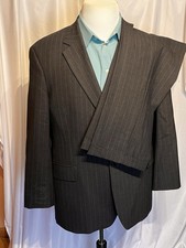 Brooks Stretch Gray Wool/Ly Blend 2 Pc Suit Slim Fit 44R Pants 36x29" Cuffed
