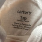 Carter's White Cotton Short Sleeve One-Piece Bodysuit for Unisex Baby 3m — photo 2