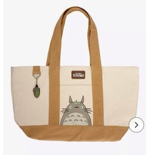Studio Ghibli Tote My Neighbor Totoro with Acorn Bag Charm NEW 18x11x6 Canvas