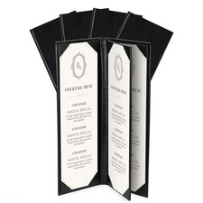 WeChef 5 Pack Leather Menu Covers 4.25"x14" 3 Page 4 View Angle Corner Wine List