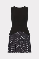 Milly Black/White Haddy Polka Dot Mini Pleated Dress Size 4 $395 NEW