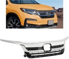 Front Bumper Grille For Honda Pilot 2019-2022 2021 Grill w/ Chrome Molding Trim