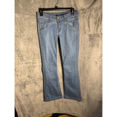 Hudson Beth Baby Bootcut Jeans Light Wash Blue Low Rise Flap Pocket 31 Inseam