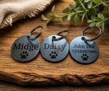 Double Sided Laser Etched Stainless Steel Pet ID Tag for Dog Cat Tag 1" Round
