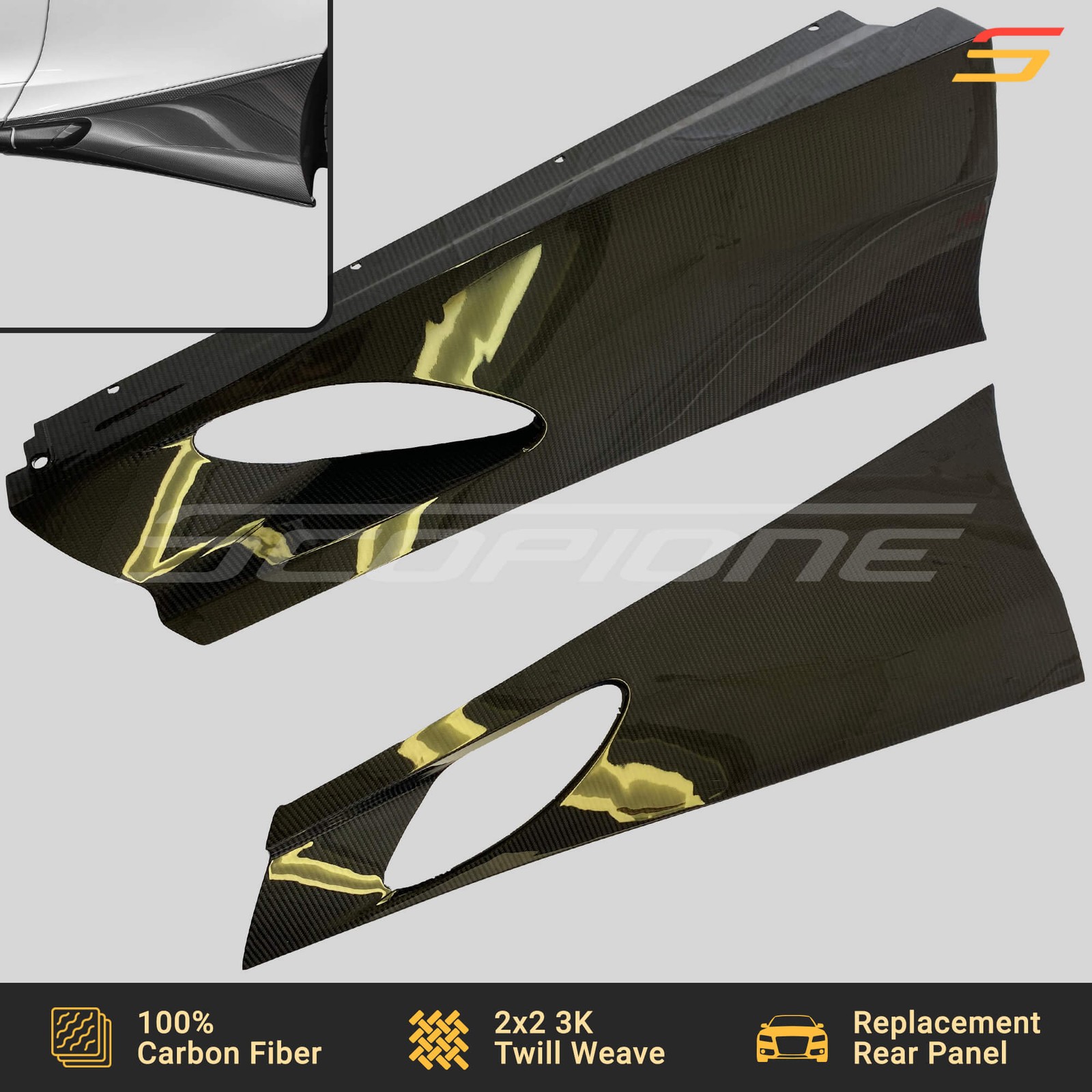Scopione Carbon Fiber Lower Quarter Rocker Panel Side Skirts for McLaren 720S