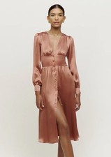 Reformation Nikola Silk Midi Long Sleeves Fall Dress Size 6