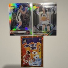 Caitlin Clark silver rookie prizm, crunch time parallel 399 and new recruit card