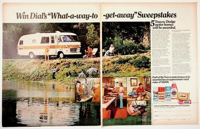 #ad #ad 1972 Dial Soap RV Motorhome Sweepstakes Vintage Magazine Ad Travco Dodge $17.10