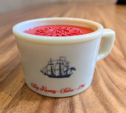 Vintage OLD SPICE SHULTON Milk Glass Shaving Mug & Soap UNUSED Ship