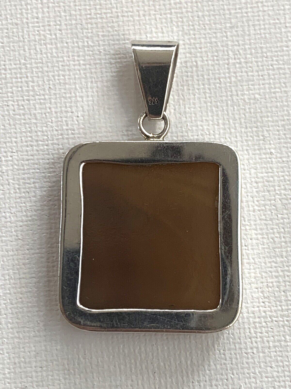 Sterling Silver 925 Square Gemstone Pendant Charm - image 4