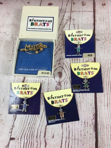 BIRTHSTONE BRATS "MOM" PIN BROOCH;1 GIRLS,3 BOY; 2 SPACERS;MAY,SEP,NOV - Picture 3 of 12