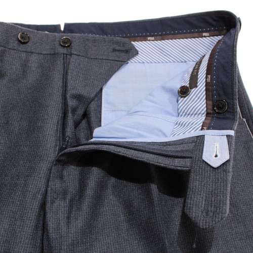 PT01 NWT Dress Pants Size 52 36 US In Blue Small Plaid 100% Wool Regular Fit - Picture 3 of 15