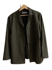 Jil Sander Jacket Wool Blend Uk10 Khaki Grey