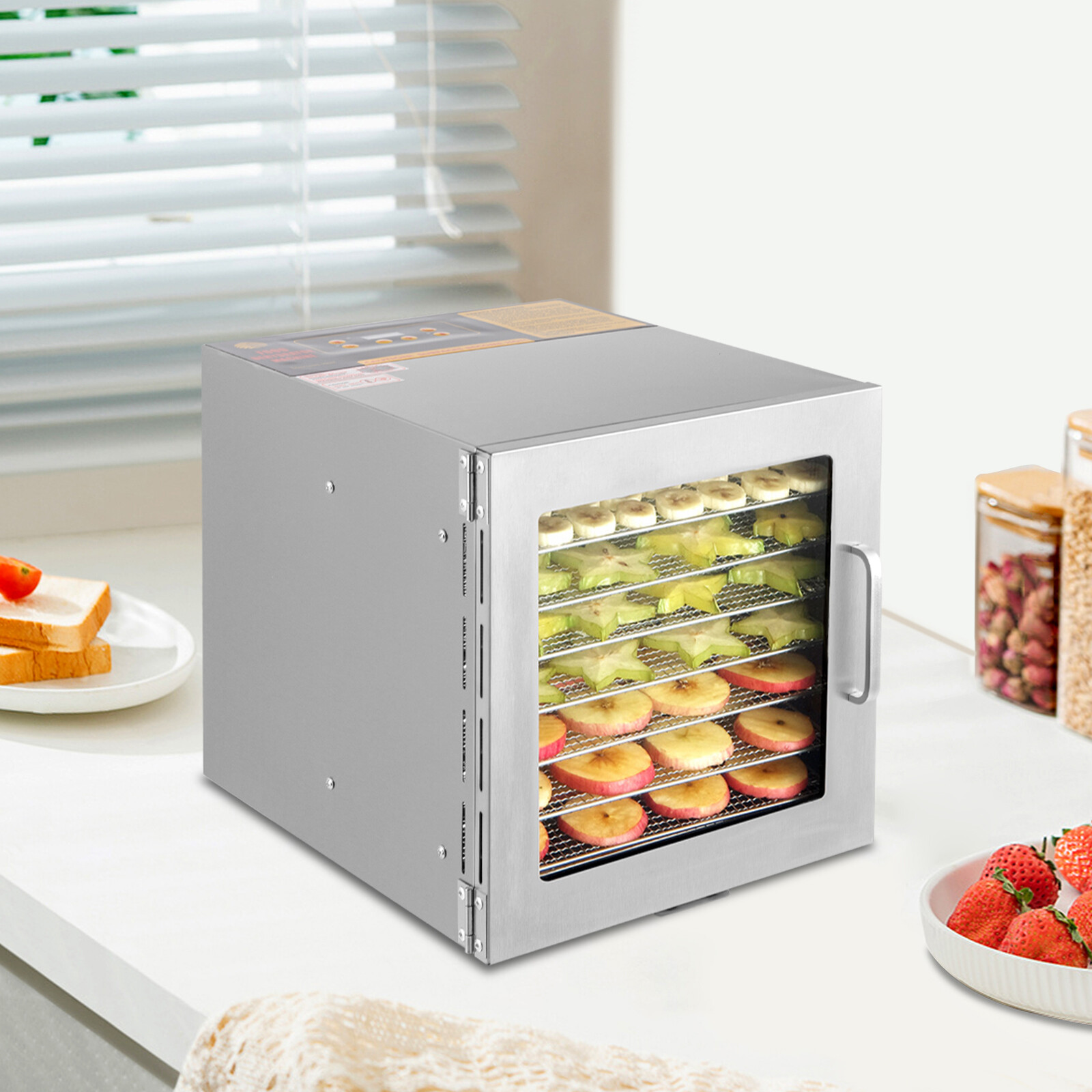 8 Tray Food Dehydrator Machine Stainless Steel Temperature & Timer Adjustable US