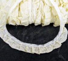 Gathered Lace Broderie Anglaise Insertion Slot Lace Cream BA24 10 yards