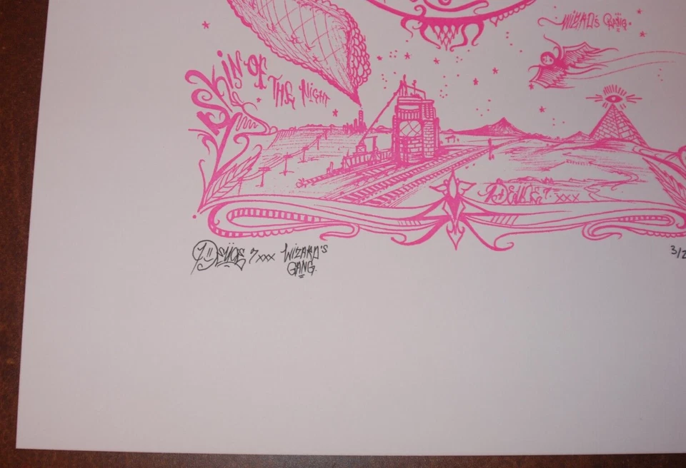 Póster Seven Deuce 7 Skin of the Night 2009 impresión artística tipográfica S/# 27 rosa Foto 3 de 4