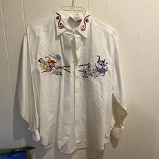 Vintage Disney Embroidered Shirt 101 Dalmatians , Sz L White Read Description