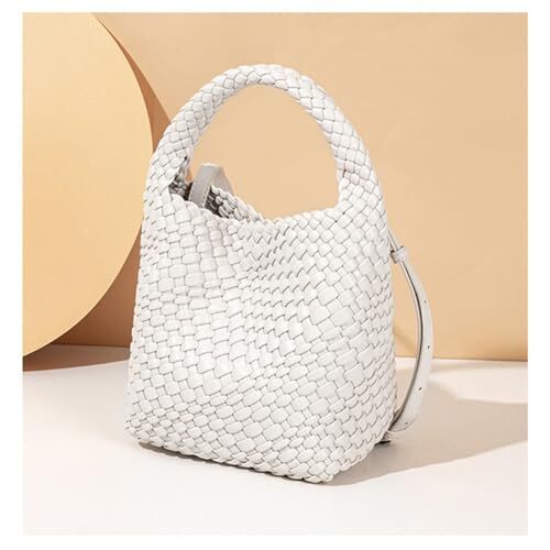 Gewebte Ledertaschen für Damen geknotet Damen Handtasche Designer Schulter weiß a - Bild 7 von 7