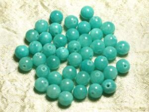 Perles de Pierre Fil 39cm 48pc env Jade Boules 8mm Bleu clair Turquoise
