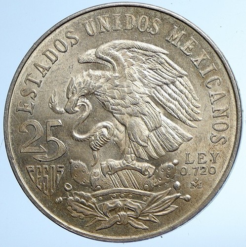 1968 Mexico XIX Olympic Games Aztec Ball Player BIG 25 Pesos Silver Coin i112815 - 第 2/2 張圖片
