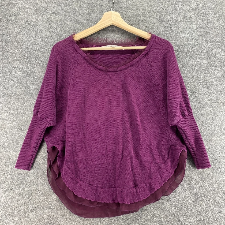 Suéter Pullover Rachel Roy Mujer XS Púrpura Tejido Manga Larga Lino Cuello Redondo Foto 3 de 4