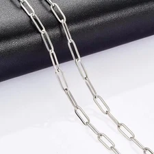 Silver Stainless Steel 4 mm Paperclip Cable Link Chain Necklace 30” NEW