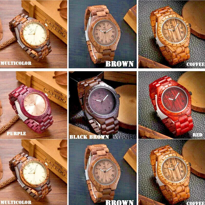 UWood Herren Armbanduhr Holz Bambus handgefertigt Quarzuhr