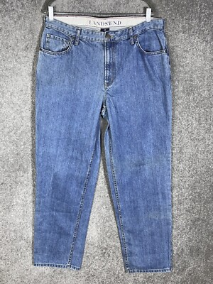 Lands End Relaxed Fit Slightly Tapered Leg Jeans Mens Size 36x33 Blue Denim