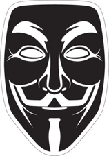 Anonymous Guy Fawkes Mask BLACK - Printed Decal / Sticker
