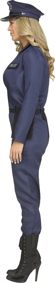 Disfraz de oficial de policía para mujer adulta mono camiseta sin mangas sombrero cinturón NUEVO azul Foto 3 de 4