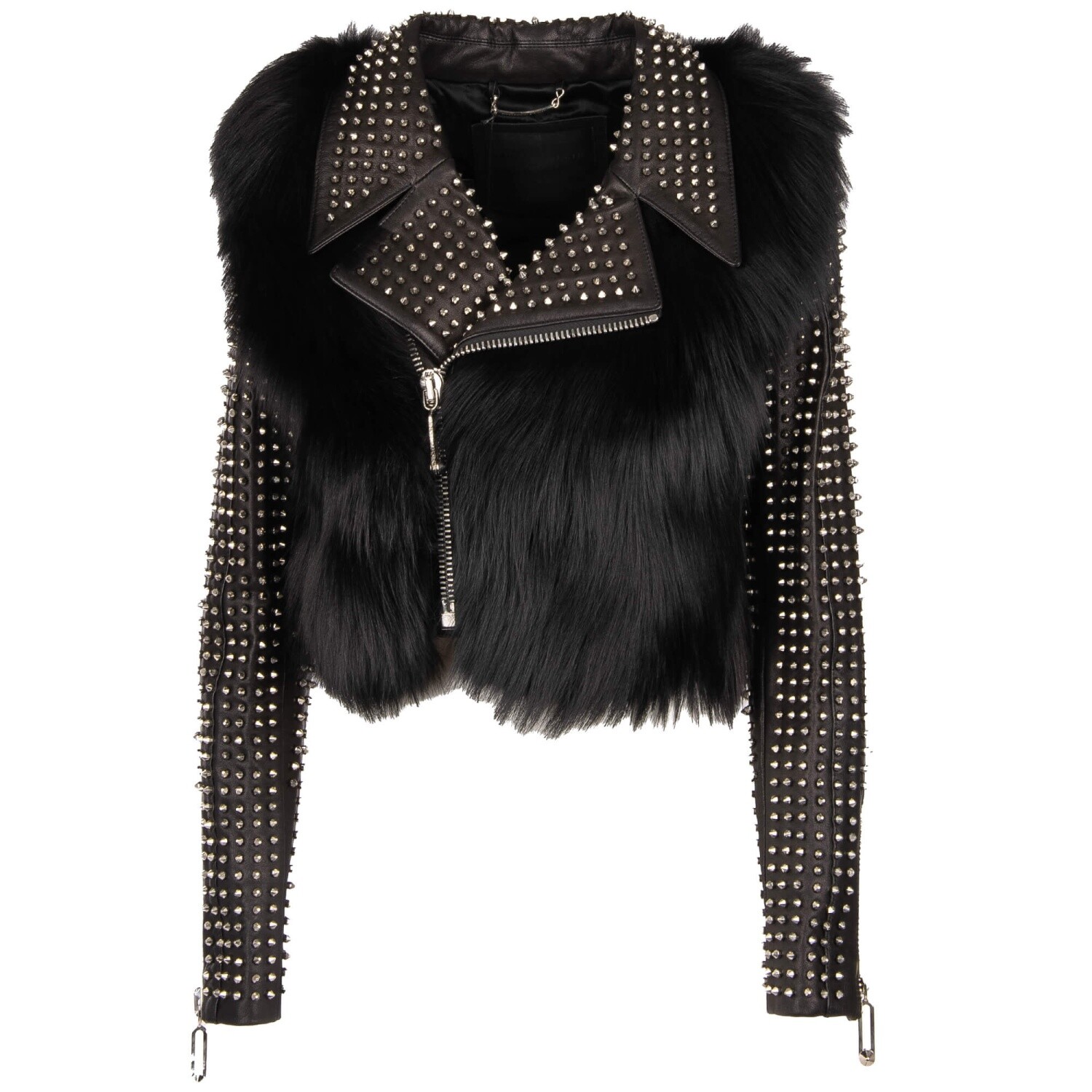 Studded Fox Fur Nappa Leather Jacket 