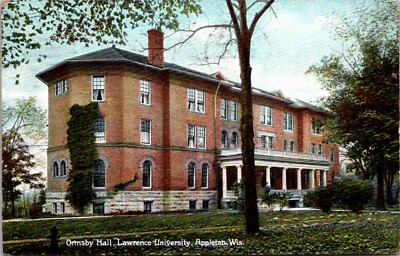 Appleton Wisconsin Lawrence University Ormsby Hall 1911 Vintage Postcard   27110