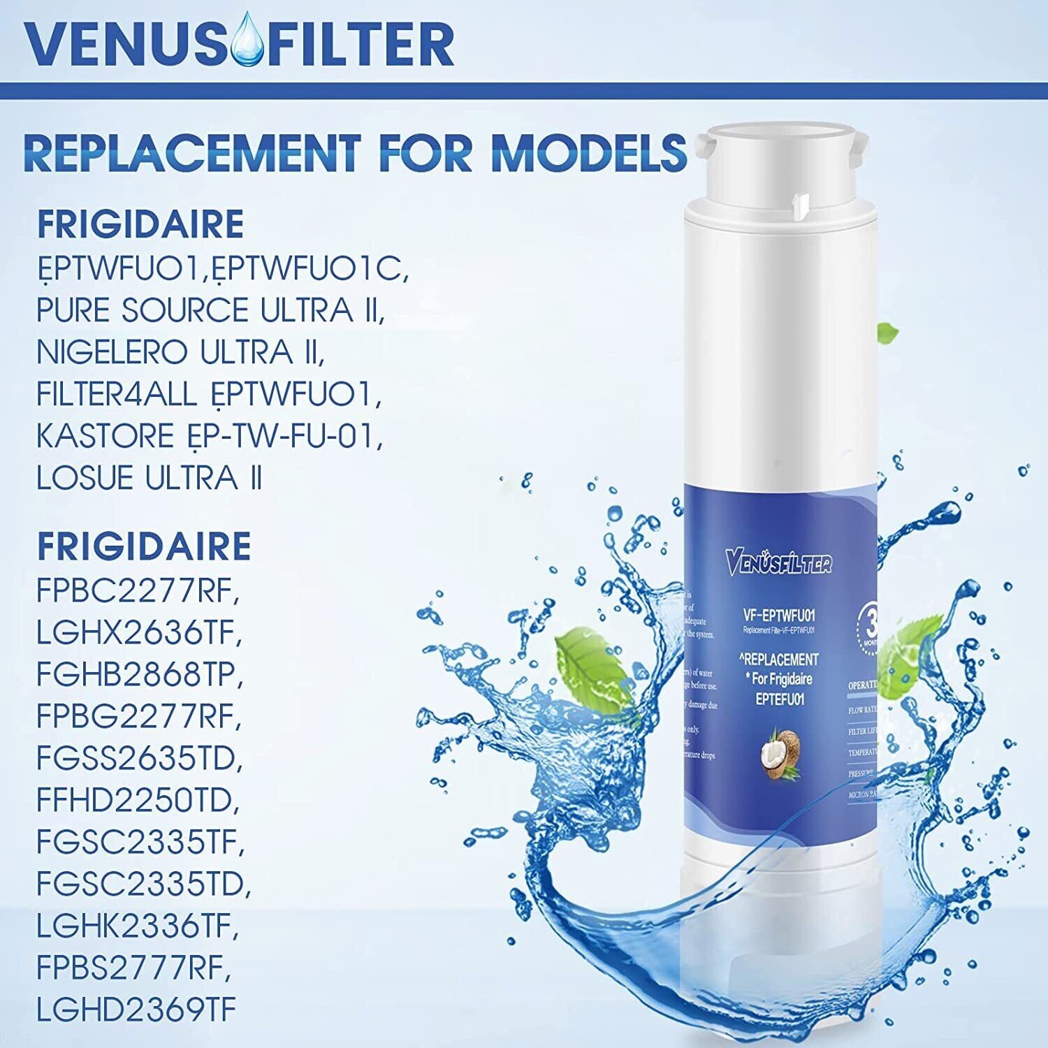 For Frigidaire EPTWFU01 Pure Source Ultra II Filter Refrigerator 2 PCS