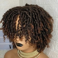 Dreadlock Wigs for Black Women Twist Braided with curly end Ombre Brown Wigs