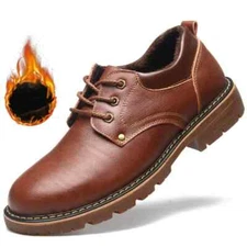 Genuine Leather Men Shoes Winter Man Footwear Brown Male Boots Men Shoes