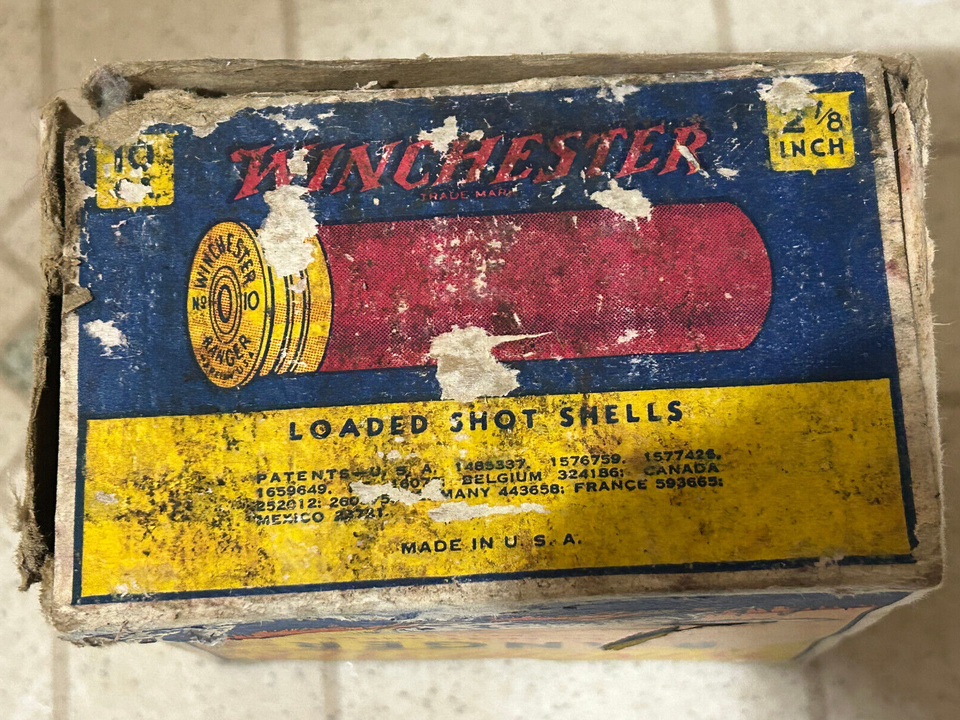 WINCHESTER RANGER DOG SHOT GUN SHELL CARTRIDGE AMMO BOX US ORIGINAL 10