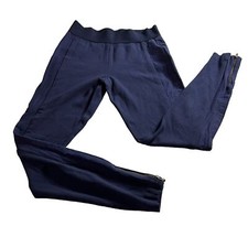 BODEN High Rise Zip Cuff Pull On Blue Ankle Leggings Skinny Stretch Side Trim 6R