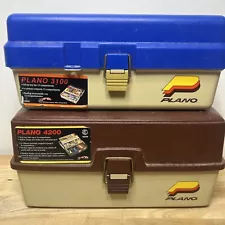 Lot Of 2 Vintage Plano Tray Tackle Box Model 3100 & 4200 Great Condition